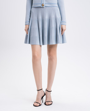 Balmain Блакитна спідниця з фактурним візерунком FF1LB512KI83