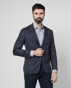 Canali Синий пиджак из шерсти и льна AA0500820272