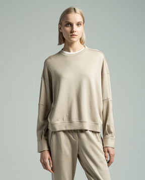Brunello Cucinelli Бежевый свитшот с шелком с цепочкой мониль MD828SM600
