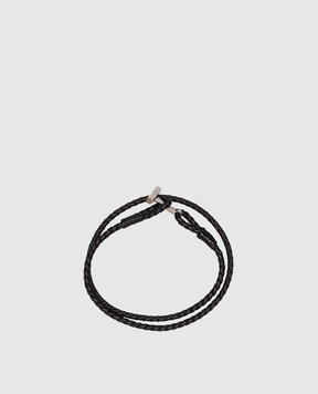 Tom Ford Чорний шкіряний браслет з плетінням JM005ICL002S