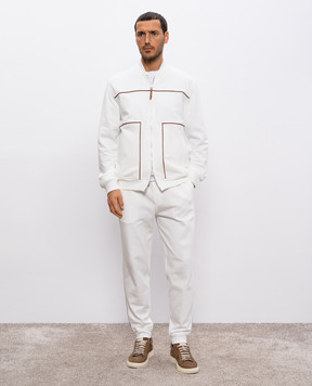 Brunello Cucinelli Біла спортивна куртка з окантуванням MW8639084G