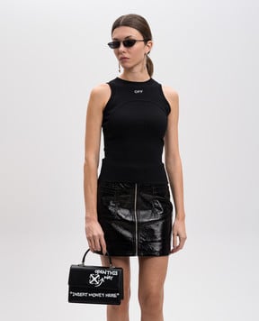 Off-White Черная кожаная сумка-мессенджер Jitney 1.4 OWNP062C99LEA001