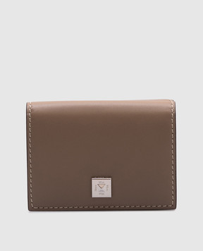 Max Mara Бежевый кожаный портмоне с логотипом COMPACTWALLET2