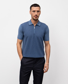 Bertolo Cashmere Синее поло с шелком 902330002421