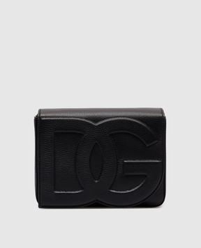Dolce&Gabbana Чорна шкіряна сумка-месенджер з монограмою логотипа BM3004A8034