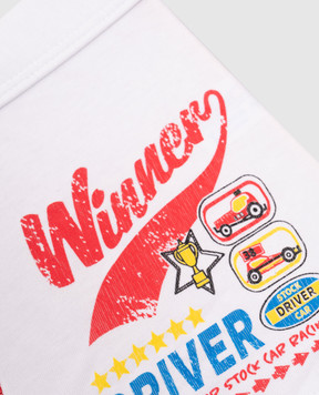 RiminiVeste Дитячі білі труси-боксери Gasolino з принтом Winner driver U3444