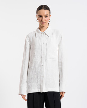 Jil Sander Біла сорочка з льону з ефектом жатки J02DL0226J60083