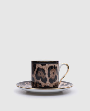 Dolce&Gabbana Фарфоровый набор для кофе с чашкой и блюдцем в анималистичный принт. TC0092TCA71