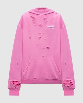 Balenciaga Розовые худи с логотипом с прорехами 818557TRVP9