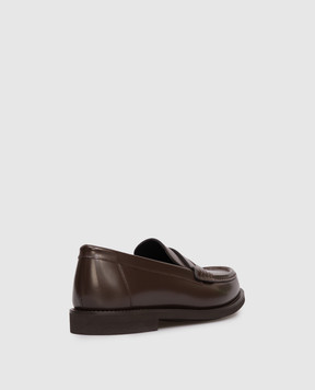 Brunello Cucinelli Коричневые кожаные глянцевые лоферы MZVNG3011