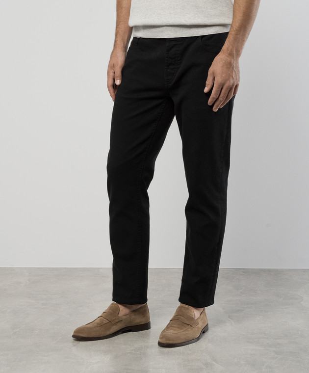 Brunello Cucinelli Чорні штани з патчем і вишивкою логотипа M277PD3210 зображення 3