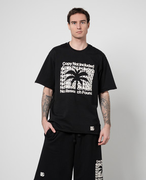 Dolce&Gabbana Чорна футболка з фактурним принтом banana tree G8RI4TG7K7N