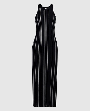 Toteme Чорна сукня міді в смужку 242WRD2305YA0044
