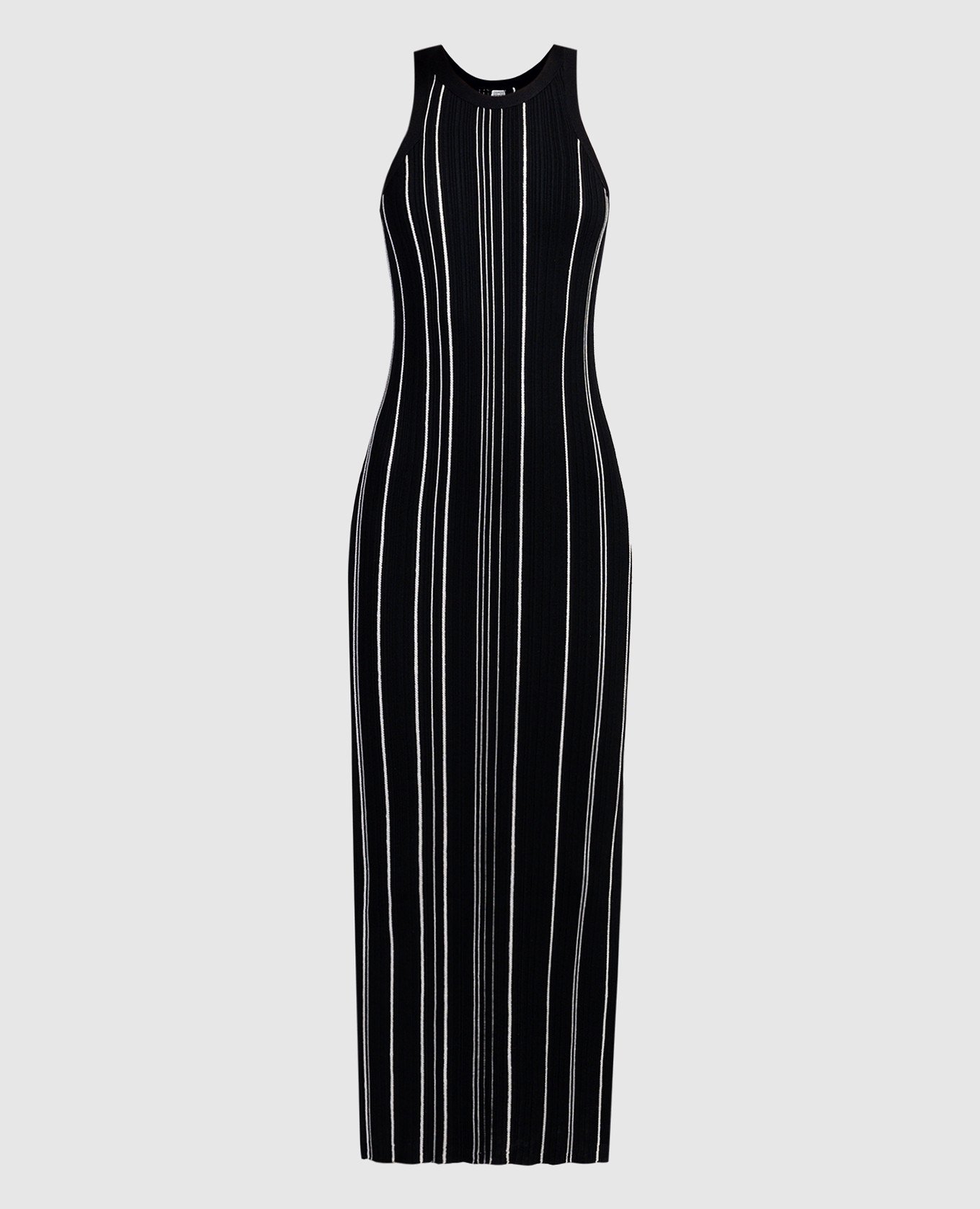 Black striped midi dress