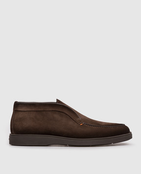 Santoni Коричневые замшевые дезерты на меху MGDG17823SMOAGEX