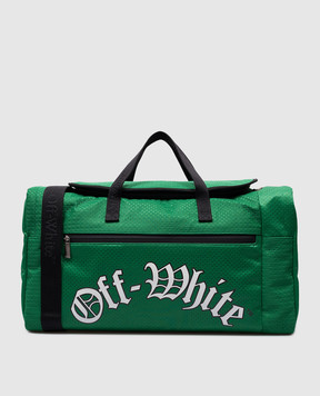 Off-White Зеленая дорожная сумка Baseball с логотипом OMNL020S24FAB001