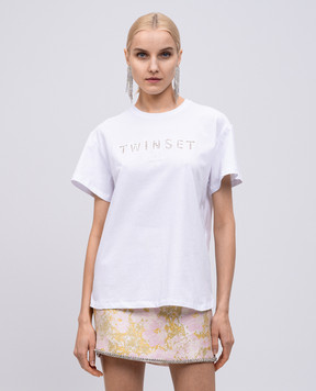Twinset Біла футболка з вишивкою логотипа 251TT2041