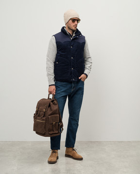 Brunello Cucinelli Синий пуховый вельветовый жилет MY4751777