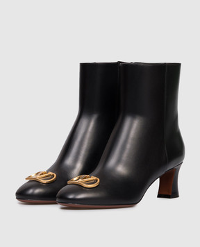 Valentino Чорні шкіряні ботильйони з логотипом 7W2S0ML2DSH