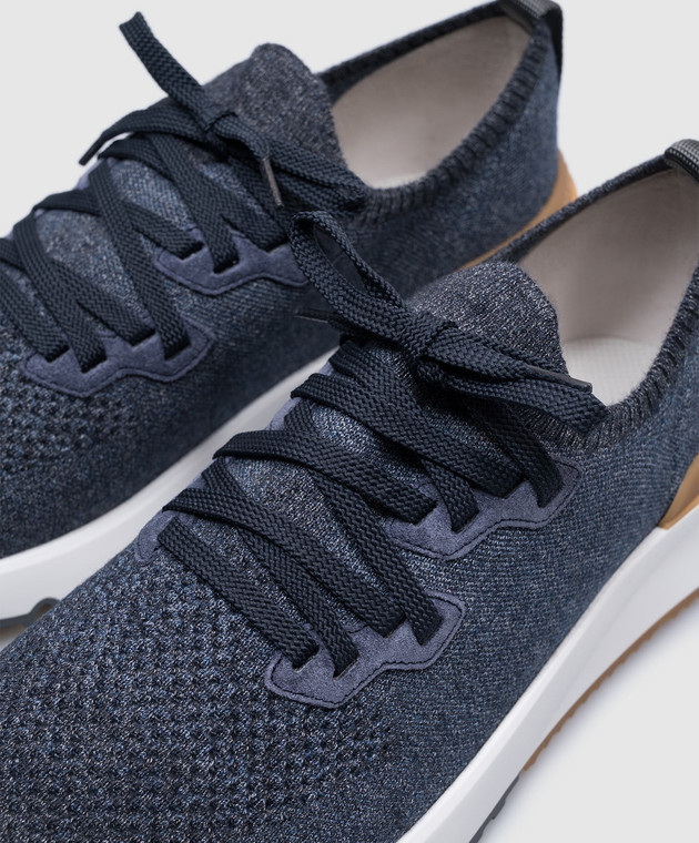 Brunello Cucinelli Сині снокери з фактурним логотипом MZUKISO250 зображення 5