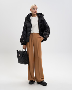 Twinset Бежева футболка з вишивкою логотипа 252TP2051