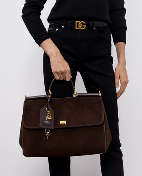 Dolce&Gabbana Замшевая коричневая сумка My Sicily BB7814BO903