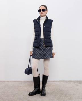 Moncler Синяя стеганная юбка мини с нашивкой логотипа K20932D00014788RA