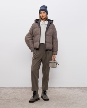 Brunello Cucinelli Коричневий пуховик з кашеміром M01ET7728
