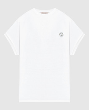 Twinset Белая футболка с металлическим логотипом с кристаллами 241TP2215