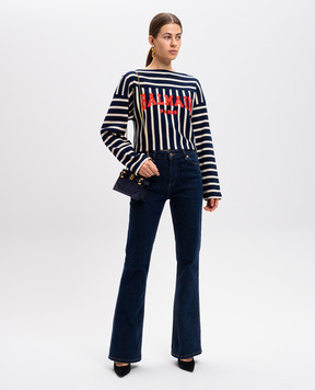 Balmain Синій джемпер в смужку з логотипом DF0EL035JJ45