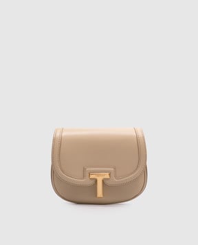 Tom Ford Бежевая кожаная сумка WALLIS с монограммой логотипа L1841LCL442X
