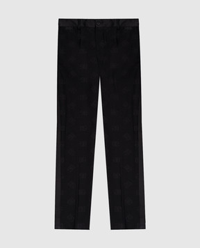 Dolce&Gabbana Детские черные брюки с шерстью с узором логотипа L44P04FJBAK