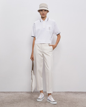 Brunello Cucinelli Белые брюки с нашивкой логотипа MA126P8873