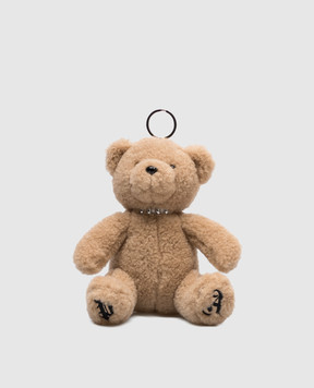 Palm Angels Бежевий брелок Bear in mind з вишивкою монограми логотипа PMNJ011C99MAT001