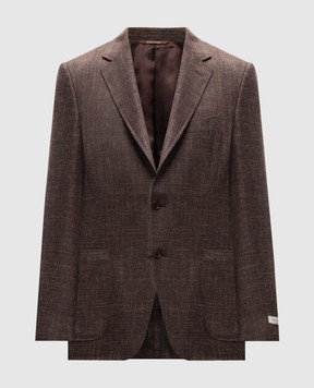 Canali Коричневий піджак з вовни, шовку та льону CU0038321288