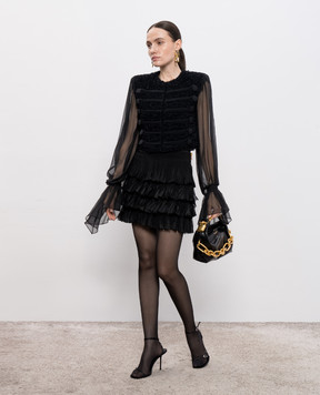 Balmain Чорний твідовий жакет з шовком FF1HR140MH42