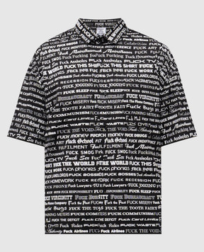 Vetements Чорна сорочка в контрастний принт UH76SH580B