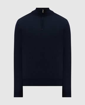 Cashmere&Whiskey Синій джемпер з вовни мериноса з блискавкою 77397