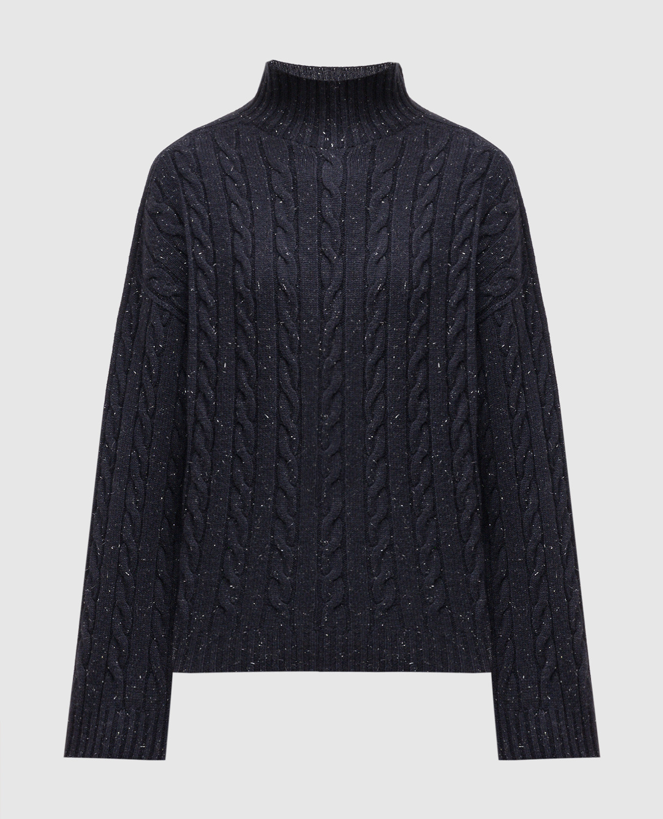 Blue sweater with wool, silk and cashmere in a textured pattern with lurex