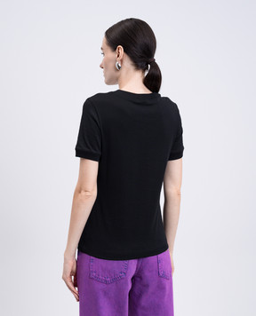 Dolce&Gabbana Чорна футболка з контрастним логотипом DG F8N08ZGDC9W