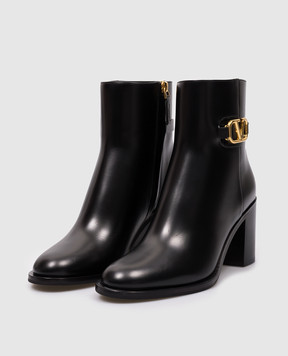 Valentino Чорні шкіряні ботильйони з логотипом VLogo Signature 5W2S0CK1DSH