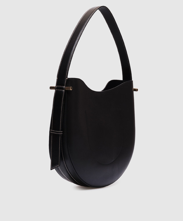 Victoria Beckham Черная кожаная сумка-хобо Dia с логотипом B125AAC006325A изображение 3