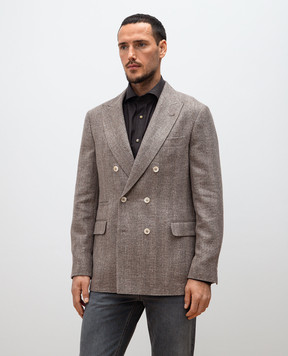 Brunello Cucinelli Коричневий двобортний блейзер MR4757BPD
