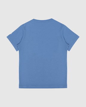 Moncler ENFANT Детская синяя футболка с принтом 8C0000489AFV810