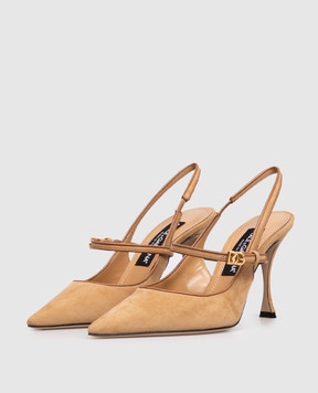 Dolce&Gabbana Коричневі замшеві слінгбеки з логотипом CG0974AQ134