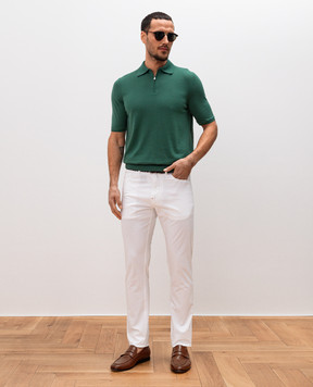 ISAIA Зеленое поло из шерсти с эмблемой MG8153YP005