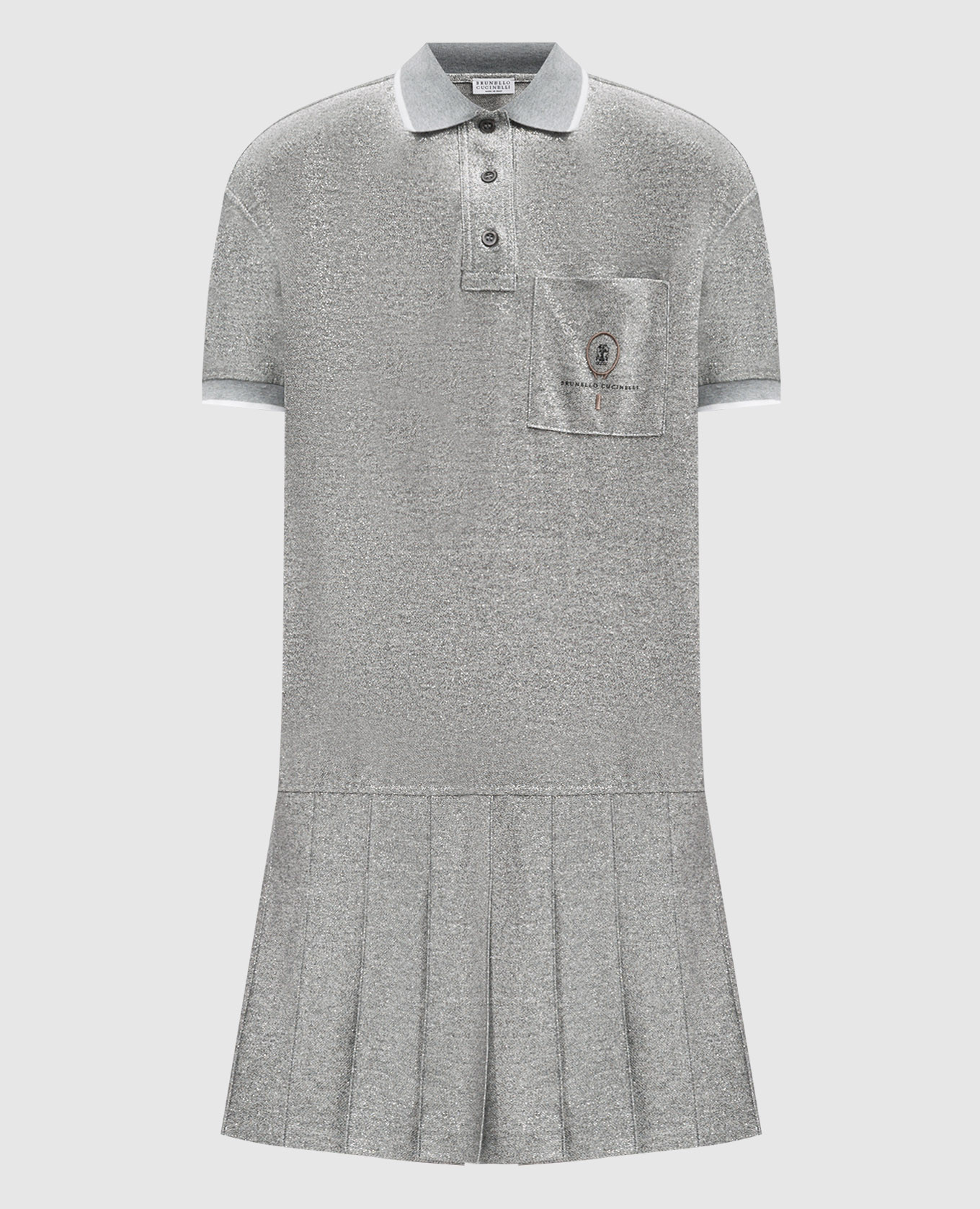 Silver linen dress with logo