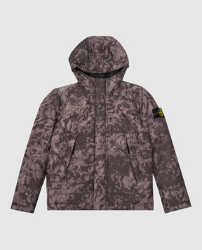 Stone Island Детский серый пуховик со съемным патчем логотипа 8116418608