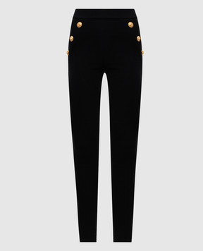 Balmain Чорні легінси з брендованими заклепками DF1OC036JH30