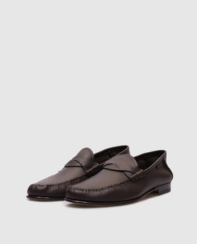 Tom Ford Коричневые кожаные лоферы с логотипом J1528LCL477N